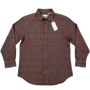 NWT Mutual Weave Mens Plum Onyx Check Flannel Shirt Plaid Long Sleeve Button S